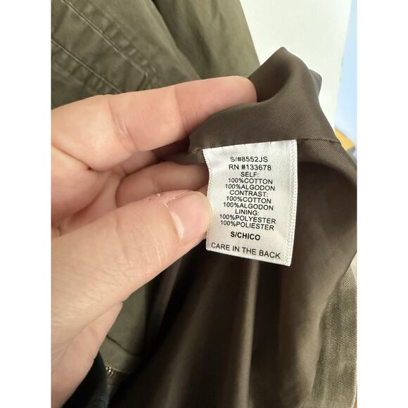 LOVE TREE -Jacket Size Small Full Zip Plaid Lined Hood Woven 100% Cotton Green - Picture 3 of 8